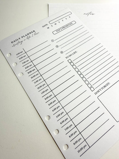 Daily Planning Insert Pages