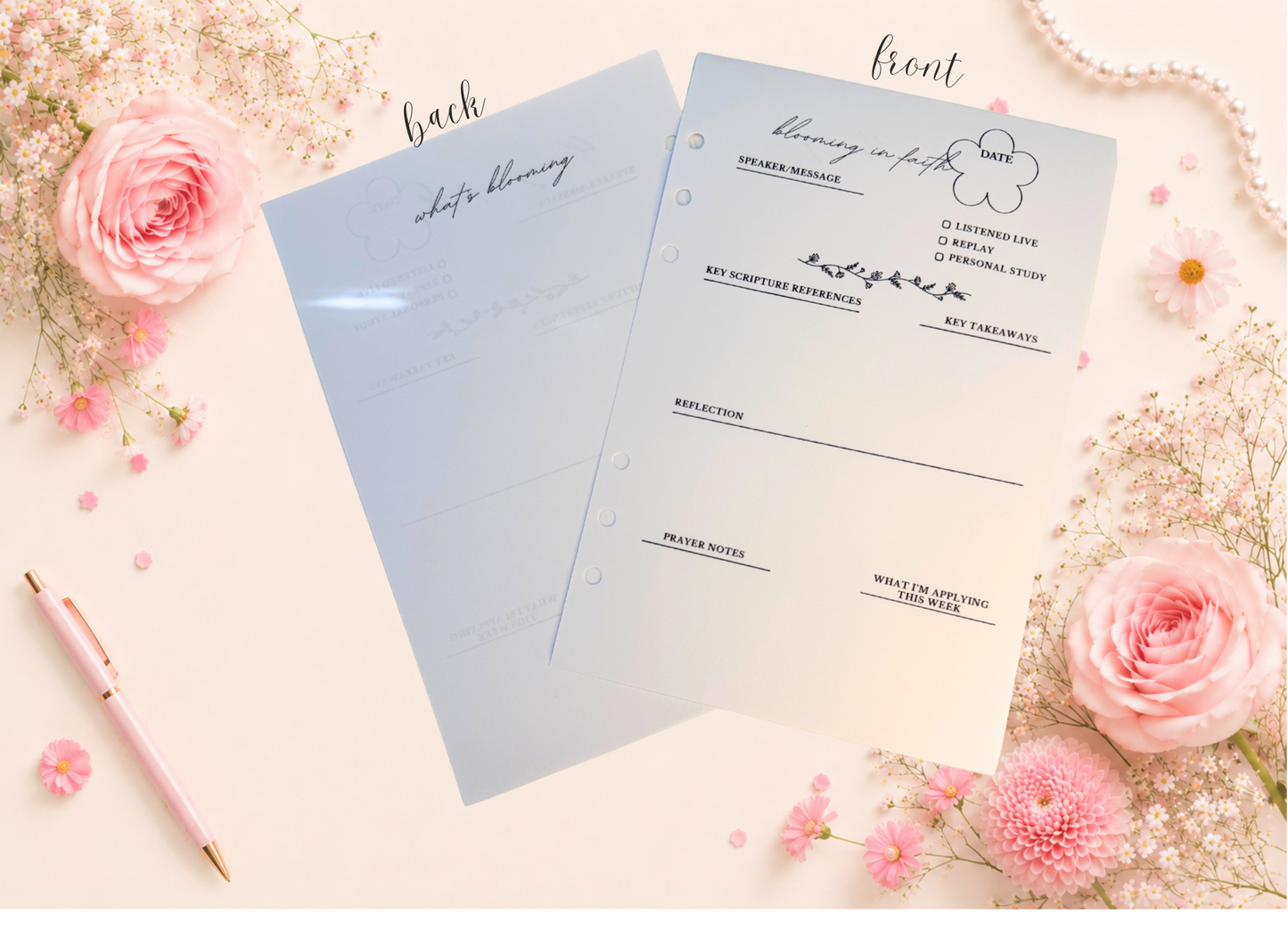 Blooming in Faith Insert Pages