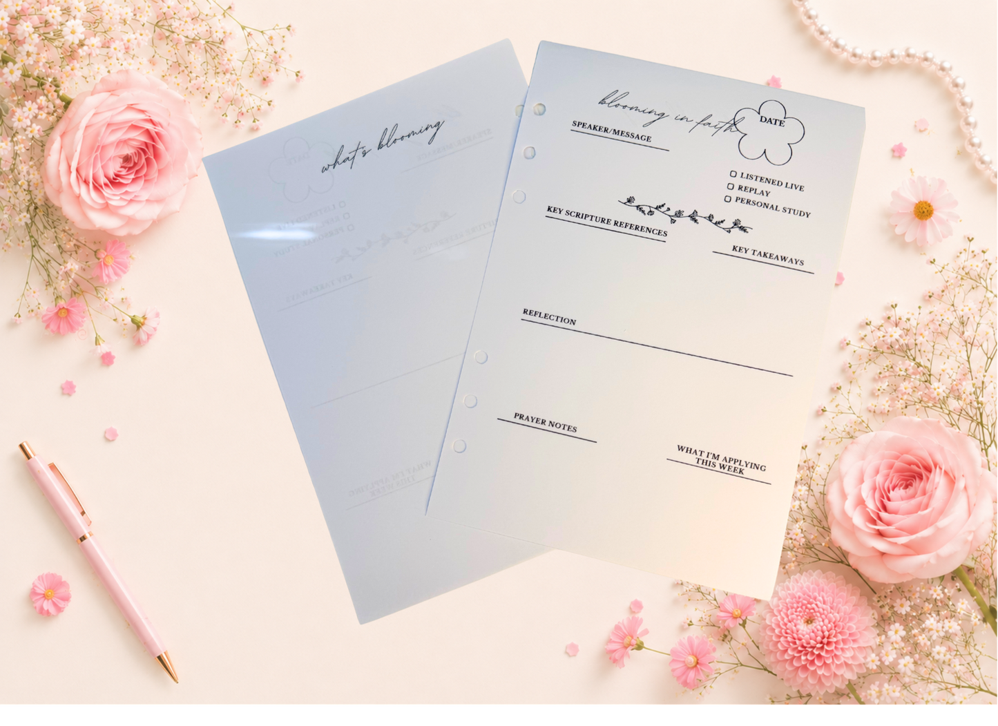 Blooming in Faith Insert Pages