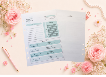 Wellness Tracker Insert Pages (Turquoise)