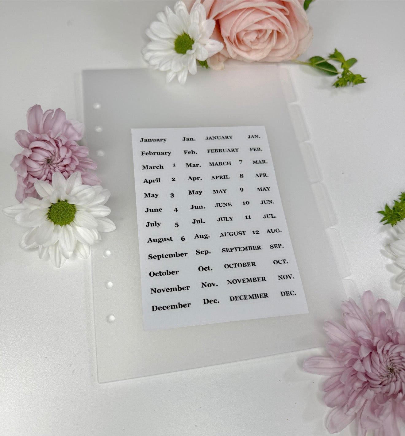 A5 Planner Dividers + Monthly Tab Stickers