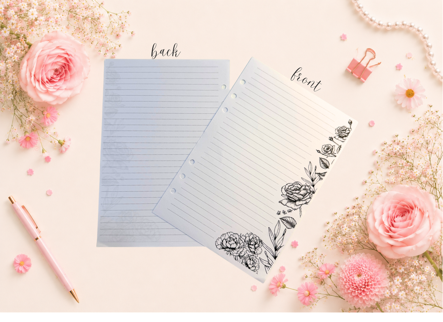Floral Lined Insert Pages