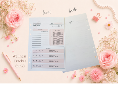 Wellness Tracker Insert Pages (Pink)