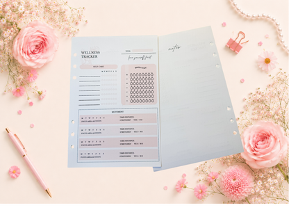 Wellness Tracker Insert Pages (Pink)